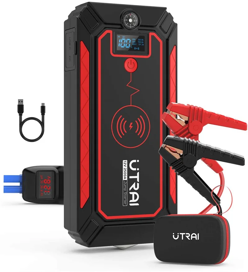 

UTRAI 2500A Peak Jumpstart with Wireless charging LED Display Car Starter Power Bank Function OEM Factory for Jump