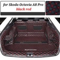 Leather Rear Trunk Mat for Skoda Octavia A8 2021 2022 Accessories Car Mats Liner Cargo Carpet Anti-Kick Protector Pad