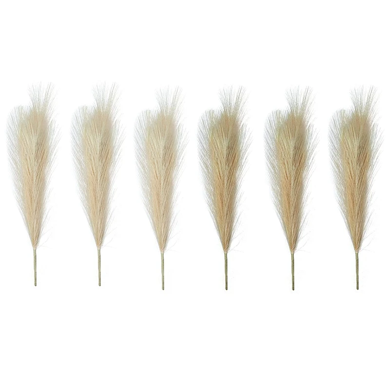 

Faux Pampas Grass, Set Of 6 Stems 17Inch Short Artificial Fake Flowers, Small Vase Fillers, Rustic Trendy