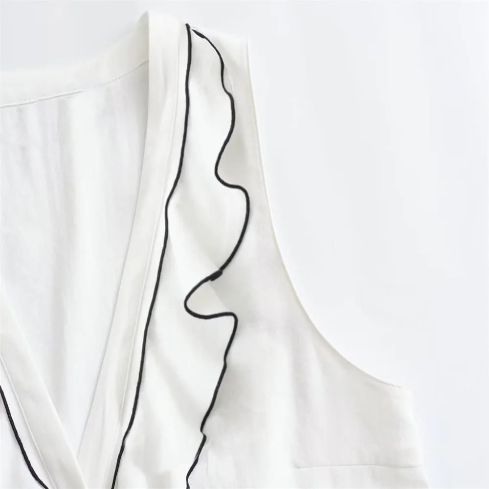 Женская Многослойная Рубашка Без Рукавов С V-образным Вырезом