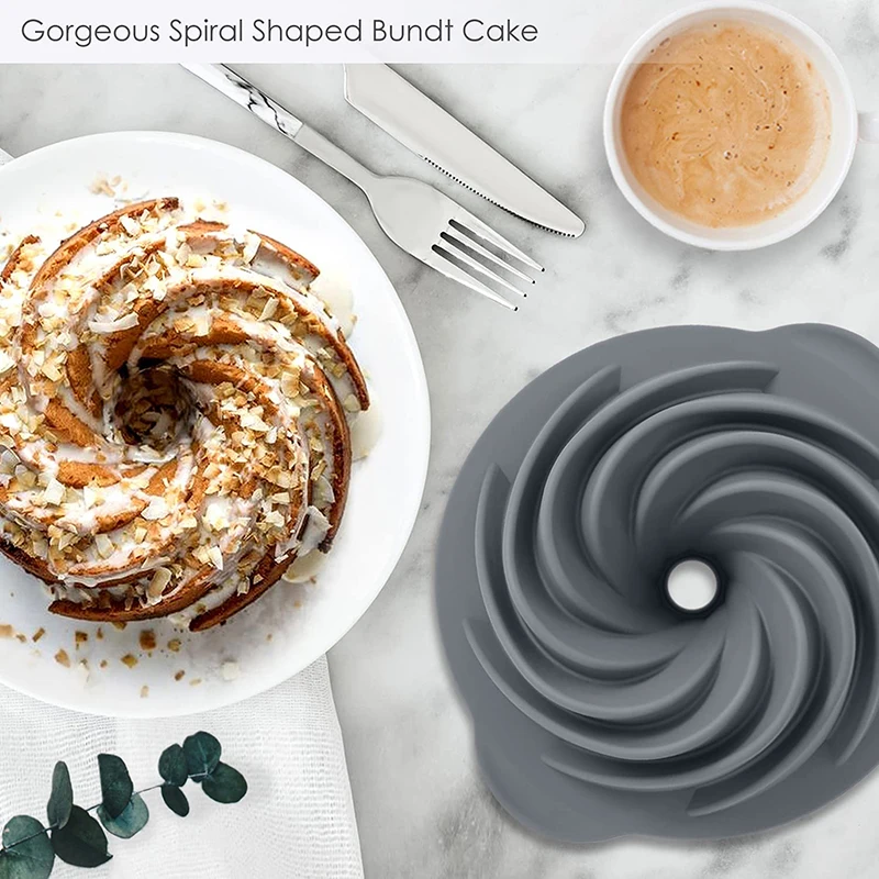 Креативная силиконовая форма для торта Bundt со спиральным дизайном не прилипающая