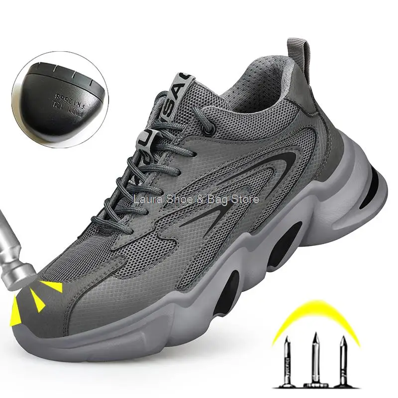 

Guyisa Fashion Safety Shoes Men Work Sneakers Ligth Puncure Proof Work Boots Male Protective Footwear Dropshipping Safety Boots