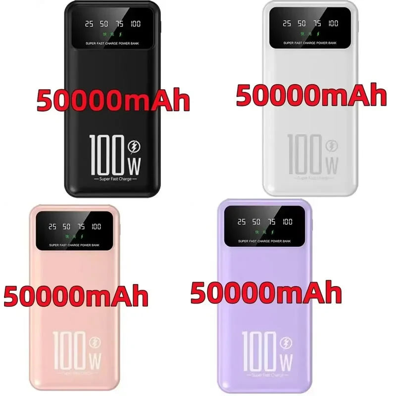 Фото Портативное зарядное устройство Power Bank 50000 мАч, высокая емкость, быстрая зарядка 100 Вт, аварийный источник питания для iPhone и Huawei №5