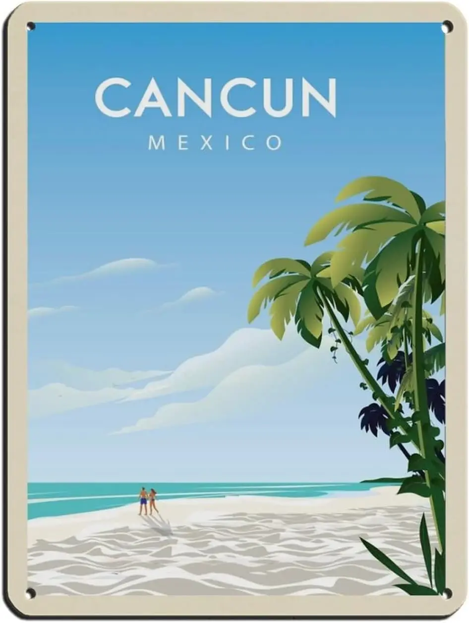 ZXER Канкун винтажный постер для путешествий жестяной знак металлический Паб Клуб