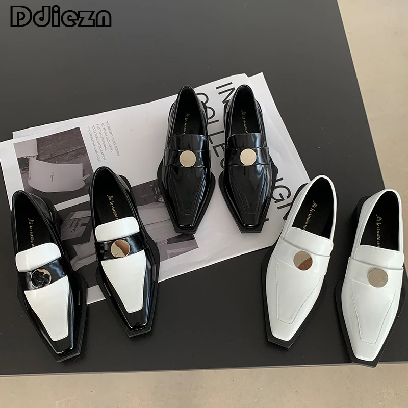 

Туфли-лодочки женские, высокий каблук, квадратный носок, повседневная обувь, сланцы, лоферы, черные, 2023