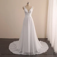 simple a line wedding dresses sleeveless handmade flower sash lace paillette floor length print high quality gowns robe de ma