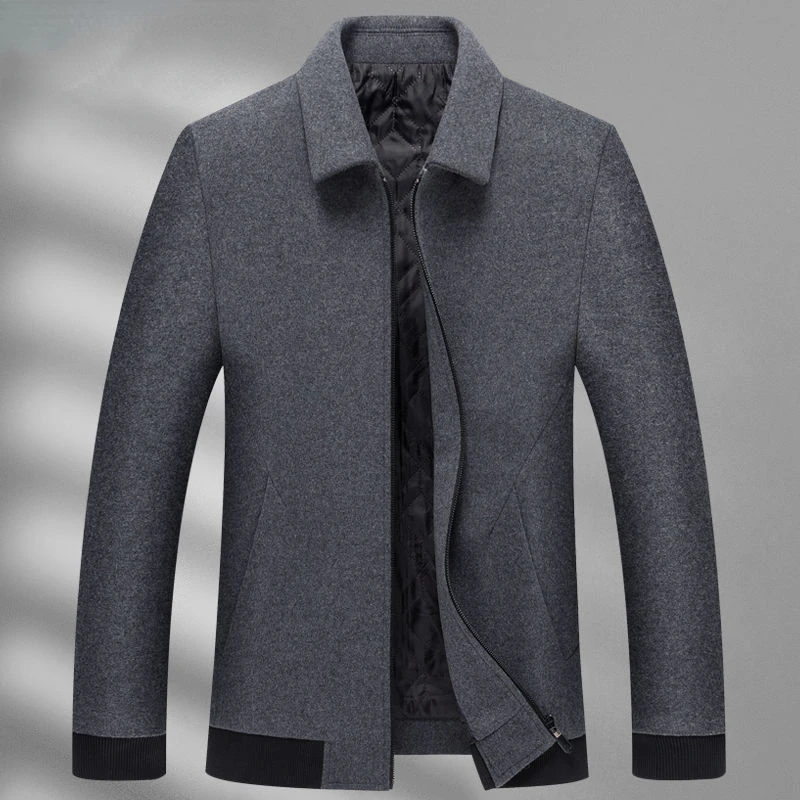 

2022 Autumn Winter Men's New Woolen Warm Jackets Male Business Casual Wool Blends Coats Men Solid Color Lapel Outerwear M25