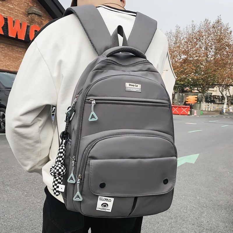 

Est New Solid Color Casual Travel Backpack Unisex Laptop Large Waterproof Nylon Men Bolsa Mochila Schoolbag Book Bagpack Bags