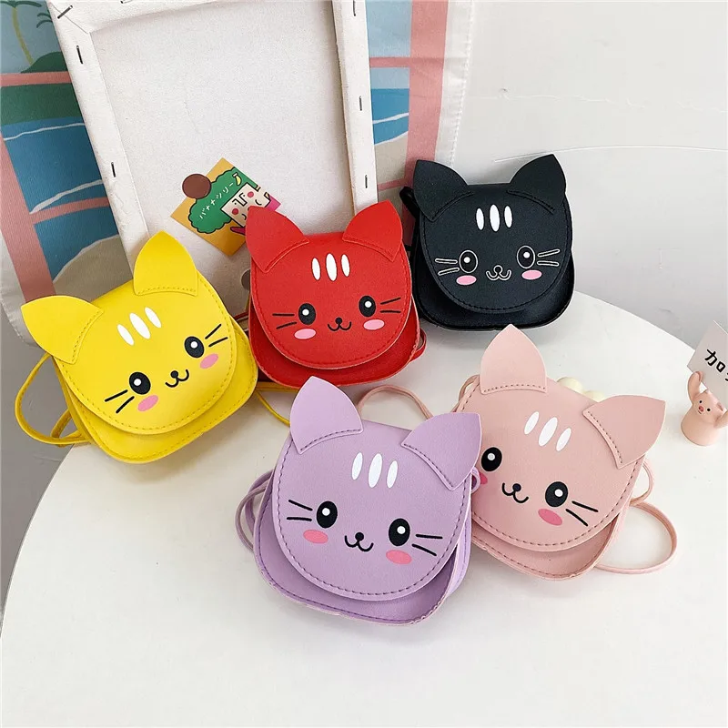Baby Girls Fashion Accessory Coin Purse Handbags Boys Kids Small Shoulder Bag Cartoon Cute Cat Children's Mini Messenger Bags