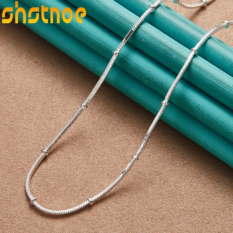 

925 Sterling Silver Bamboo Festival Chain Necklace 18/20 Inch For Women Man Engagement Wedding Fashion Charm Jewelry