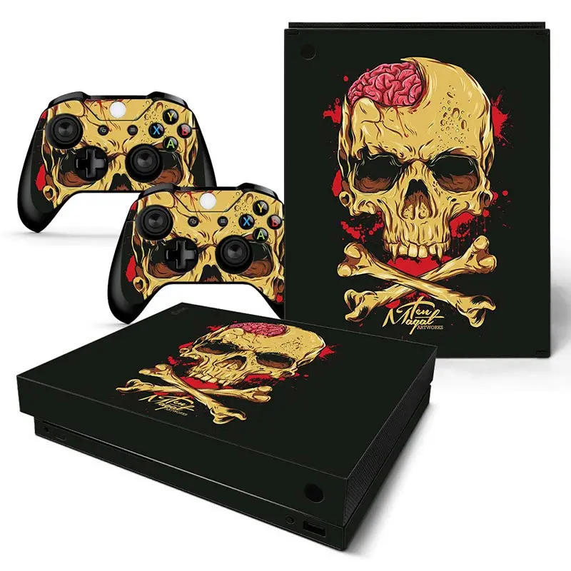 Фото Персонализированный череп для XBOX ONEX Skin хозяйства + 2 наклейки для контроллера, матовые наклейки для Xbox One X, виниловые наклейки №5