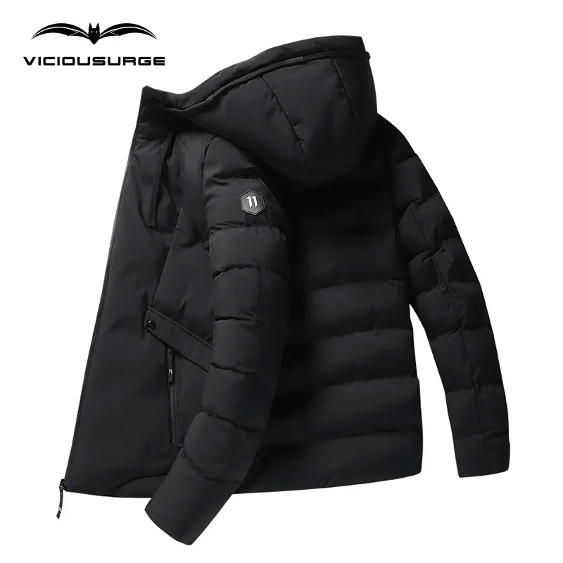 Fashion Winter Jacket Men Hoodied Parka Men Warm Windproof Coat Male Thicken Zipper Warm Jackets Mens Solid Down Coats M-4Xl