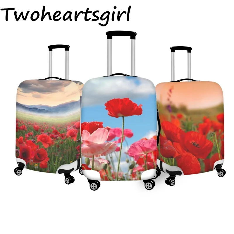 

Twoheartsgirl Beautiful Red Poppy Flower Luggage Covers Suitcase Cover Protective Apply to 18''-32'' Inches Travel Accessories