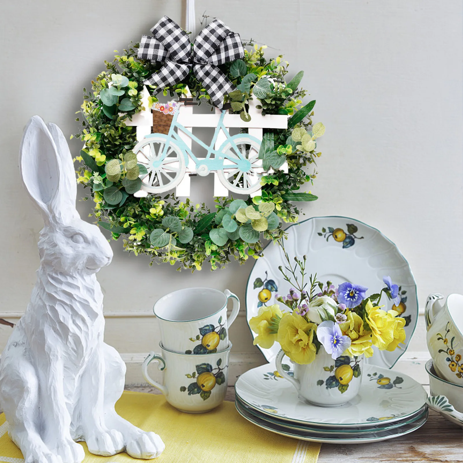 Spring Artificial Wreath For Front Door Wall Decor Beautiful Handcrafted Design Home Decorations Lovely Durable Green Leaf Wreat | Дом и сад