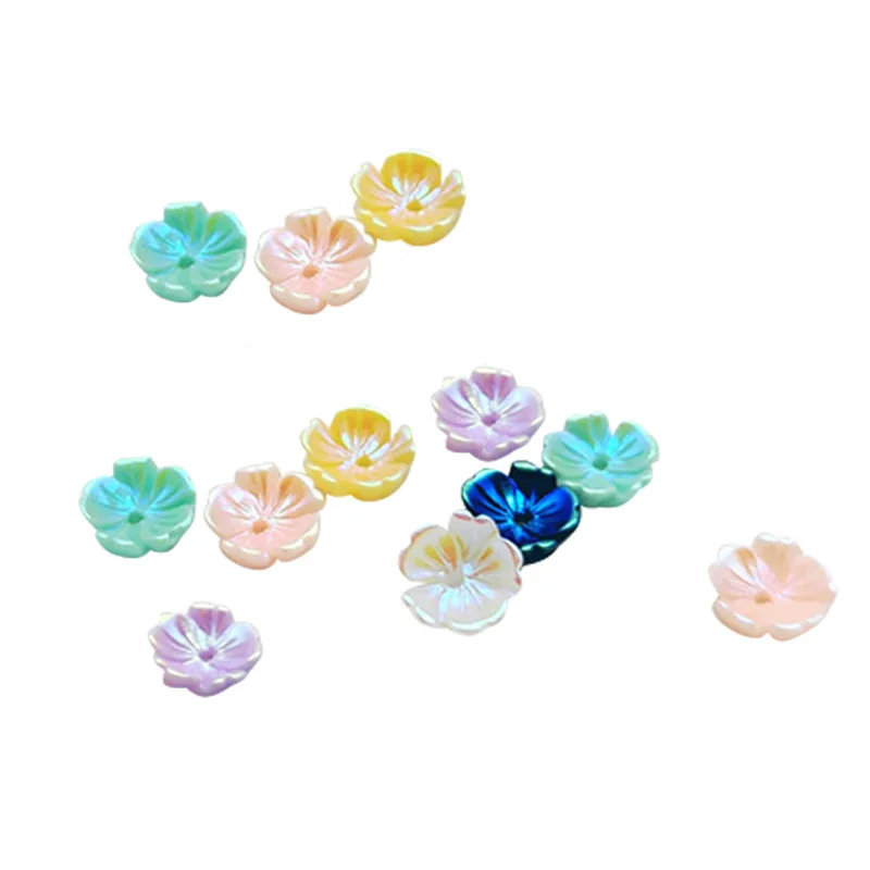 

50pcs Acrylic Nail Rhinestones AB Flower Jewelry Accessories Resin Flower Nail Diy Material 8mm Five-petal Nail Art Decoration