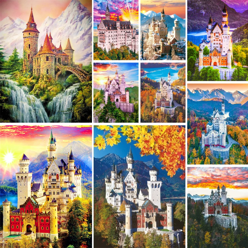 

Landscape Castle DIY Paint By Numbers Complete Kit Acrylic Paints 40*50 Painting On Canvas Loft Wall Picture For Kids Handiwork