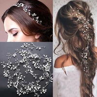 long chain headpiece hair jewelry bridals tiara diamante headband bride accessories pearl crystal wedding hair vine