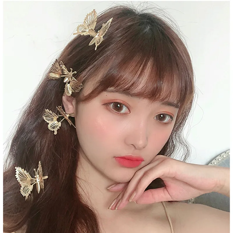 

Fashion Metal Butterfly Hair Clips For Women Girls Wedding Party Club Hairpins Sweet Side Shark Hollow Hair Accessories,1PC