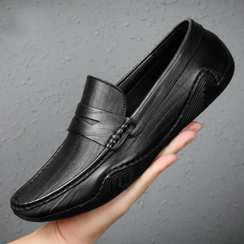 

Mens Casual shoes slip on genuine Leather Loafers Men Loafer Shoes Mocasines Hombre Mocassini White Black moccasins Dropshipping