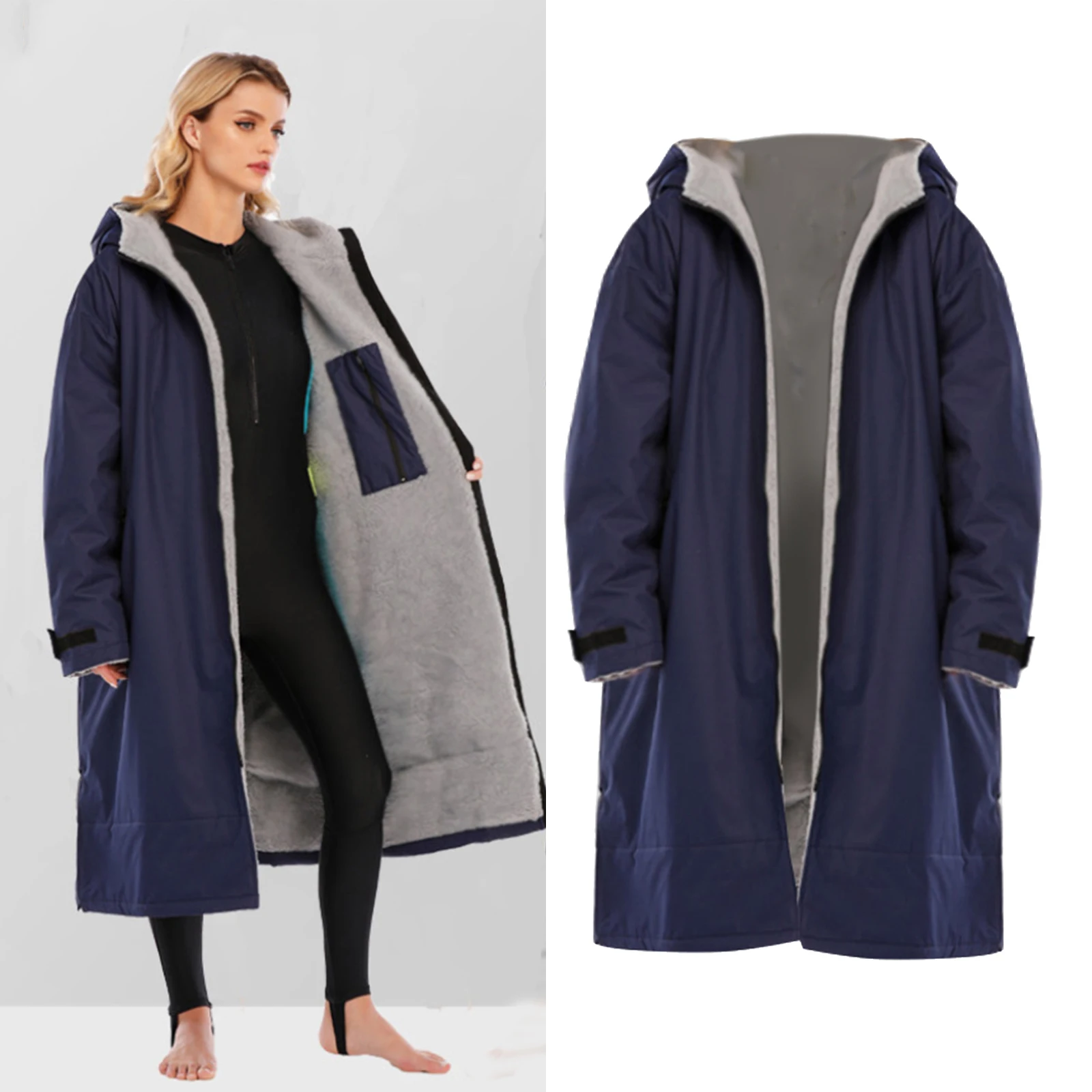 

Neutral Parka Jackets with Hooded Hot Winter Waterproof Surf Changing Robe Jacket Hooded Cloak Coat Surfing Pool Lining Raincoat