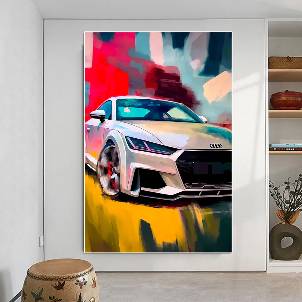 Спортивный автомобиль RS6 граффити холст живопись Роскошные гонки RS3 акварель