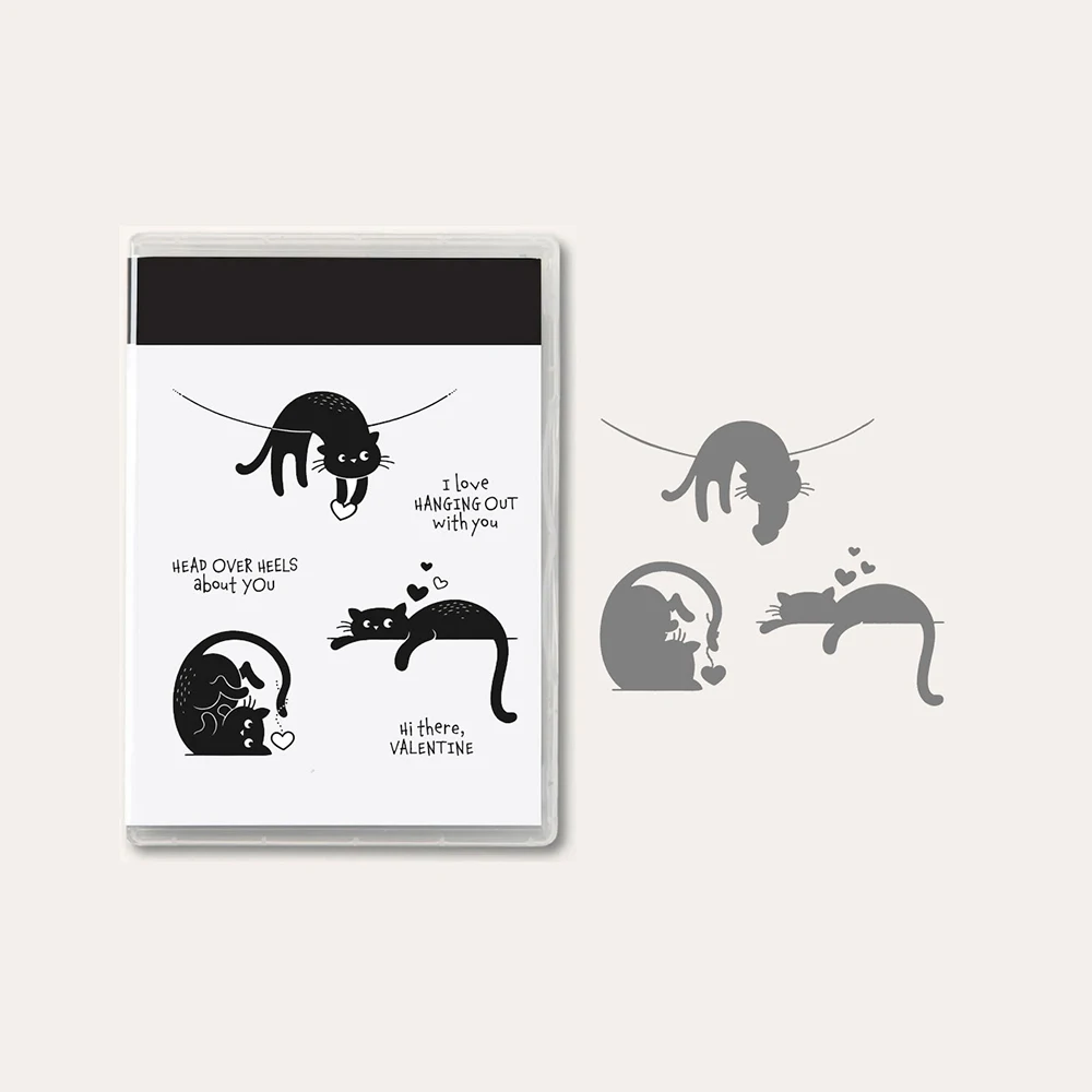 

New 2023-2024 Cats Metal Cutting Dies Sets and Clear Stamps for DIY Scrapbooking Card Crafts Making Photo Album Decor