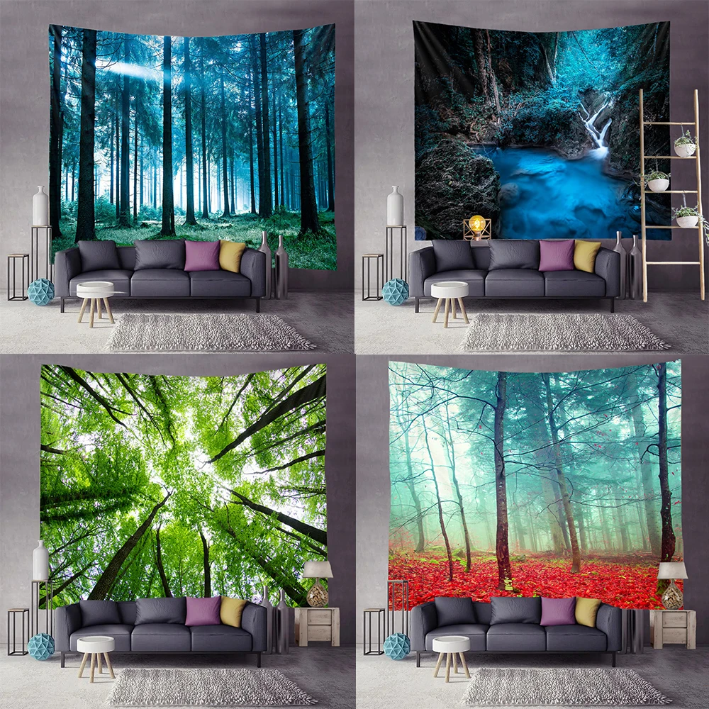 Forest Tree Of Life Decorative Wall Tapestry Landscapes Room Aesthetic Children's Bohemian Home Decoration Art Hanging Scene