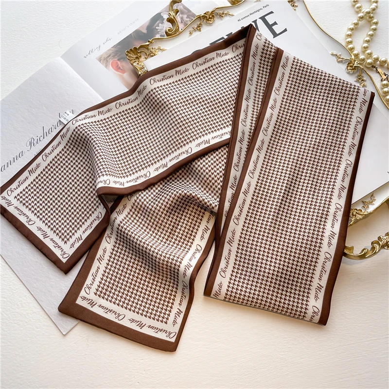 Роскошные брендовые повязки для волос Шелковый узкий шарф женские модные