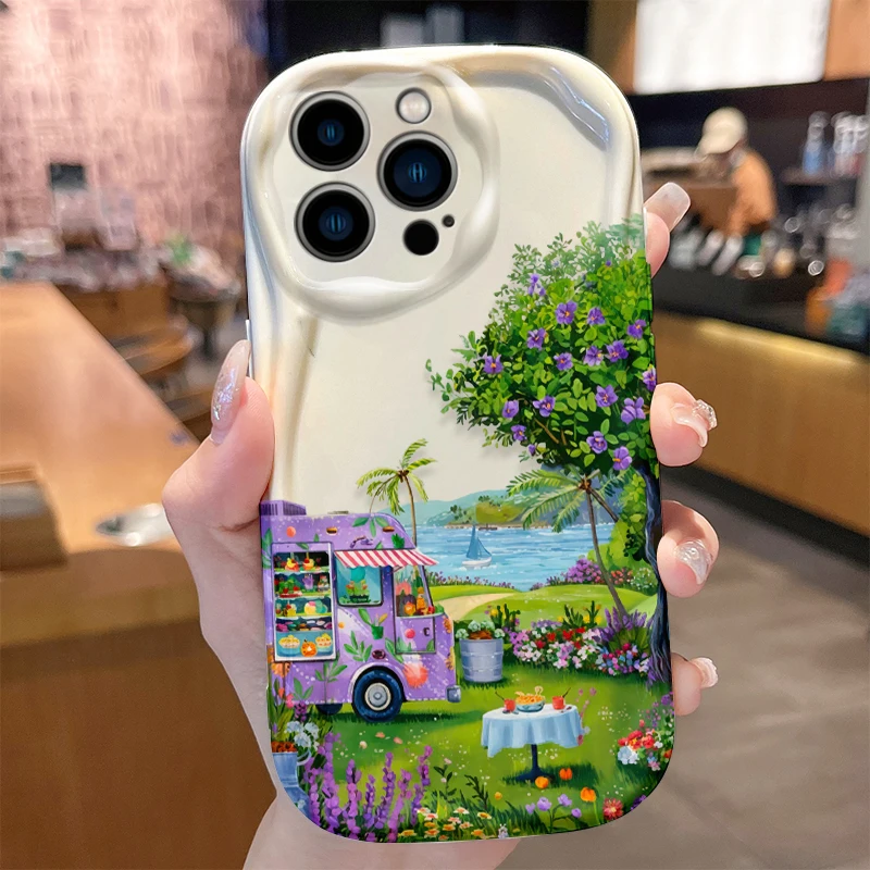 Фото Чехол для телефона Samsung Galaxy S26 S25 S24 S23 S21 FE Ultra F06 4G 5G с 3D-волнами, мягкий TPU, дизайн «Летние каникулы: Мороженица» №4