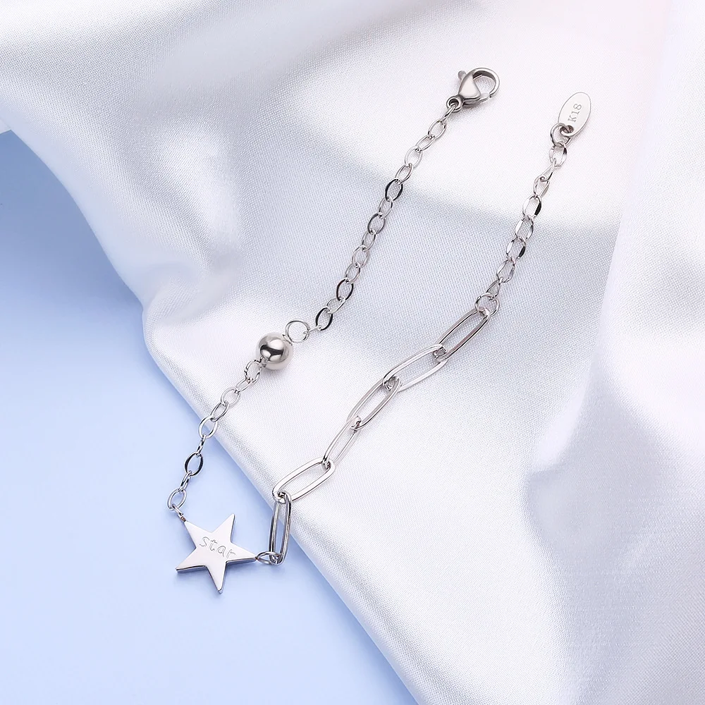 Браслет из полированной звезды титановой стали подвесная цепочка 18-каратное