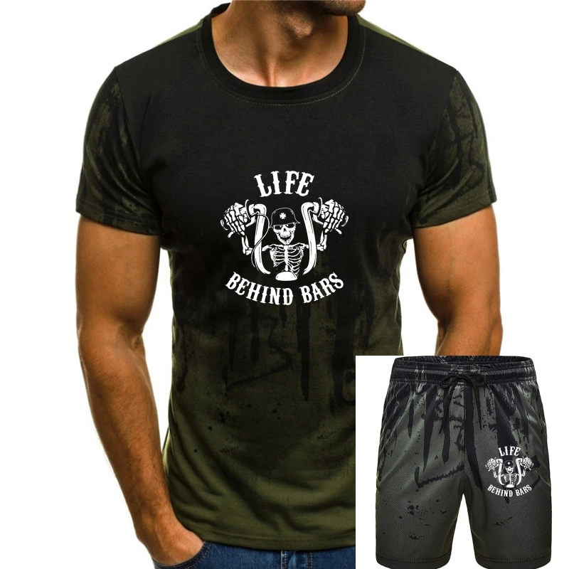 

HMYATSO Life Behind Bars Motorcycle Biker Men's Large Size Short Sleeve T-Shirt Causal Sport Tee Top Black