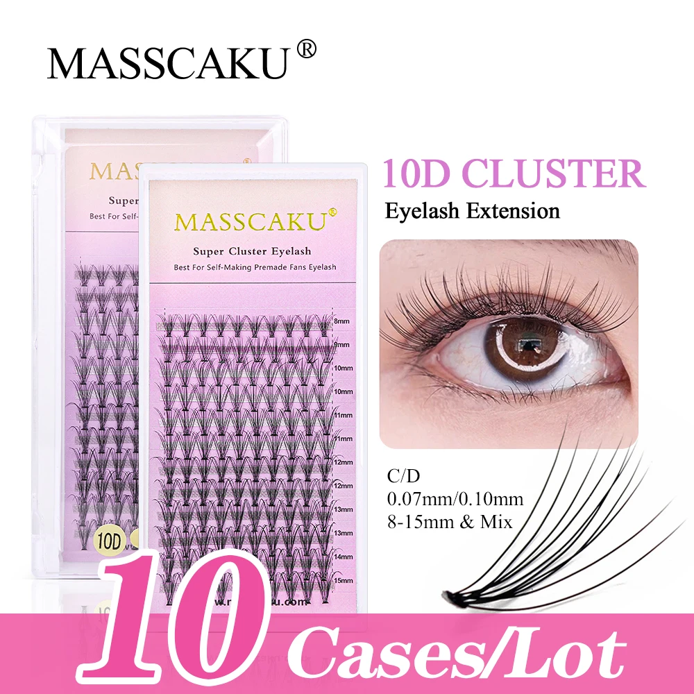 

10case/lot Wholesale Price Masscaku Russian Volume Premium Mink Lashes Soft Silk Heat Bonded Individual Clusters False Eyelash