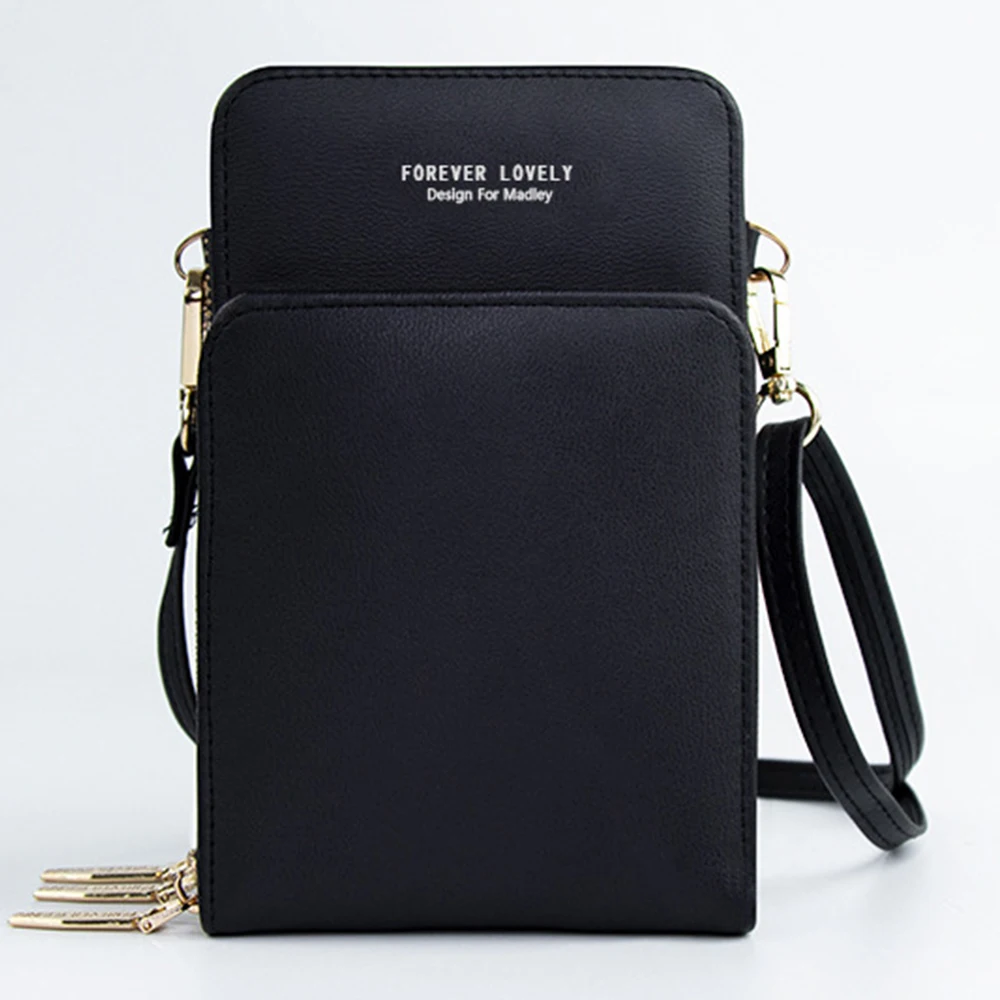 

Women Pu Leather Summer Mobile Phone Bag Clutch Mini Crossbody Shoulder Bag Two Pockets Messenger Bags Ladies Purse with Zipper