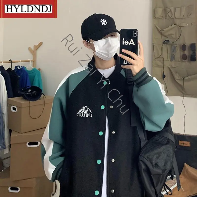 

Men's Korean Style Casual Top Ins Hong Kong Style Loose Baseball Shirt Jaket Men Mens Clothing Sale Autumn New Patchwork Jacke