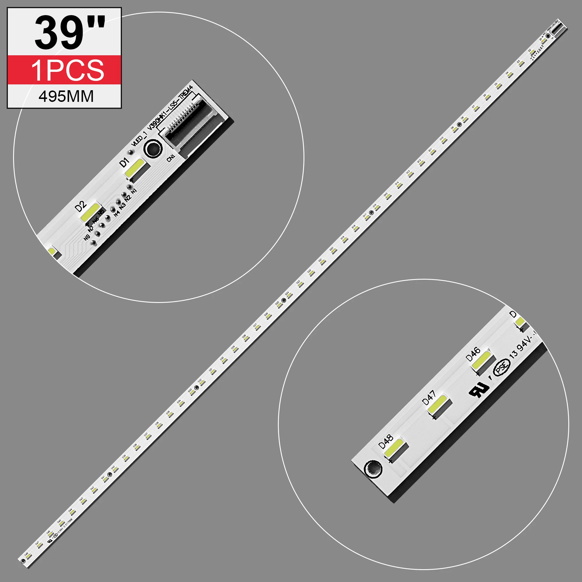 L39E5000 V390HK1-LS5 LED strip 4A-D069457 V390HK1-LS5-TREW4 (TREM4) 1 piece=48LED 495MM
