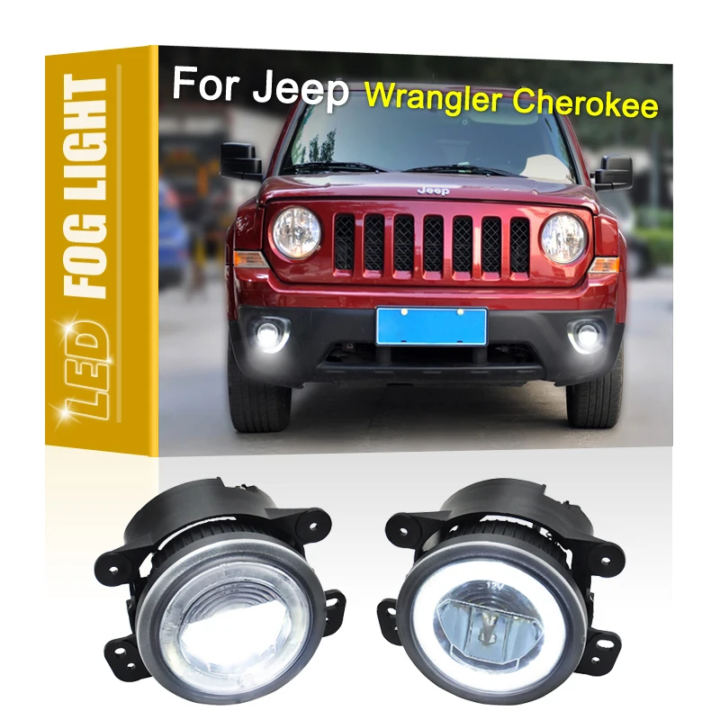

2 шт., светодиодные противотуманные фары в алюминиевом корпусе для Jeep Wrangler 2007-2015 Cherokee 2014-2015