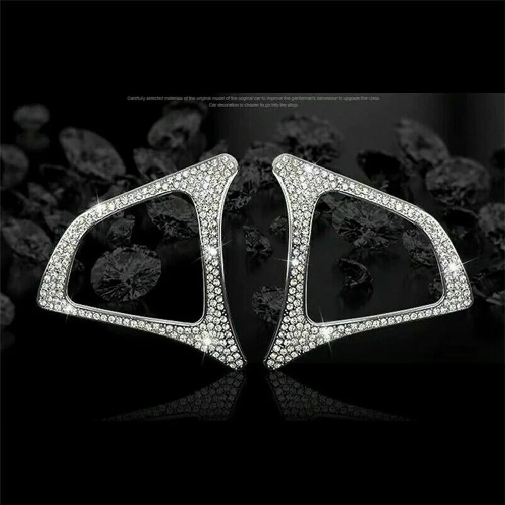 

Steering Wheel Button Frame Replacemet Rhinestone Self-adhesive Tape Siver Stylish 2pcs/set Accessories Decoraive