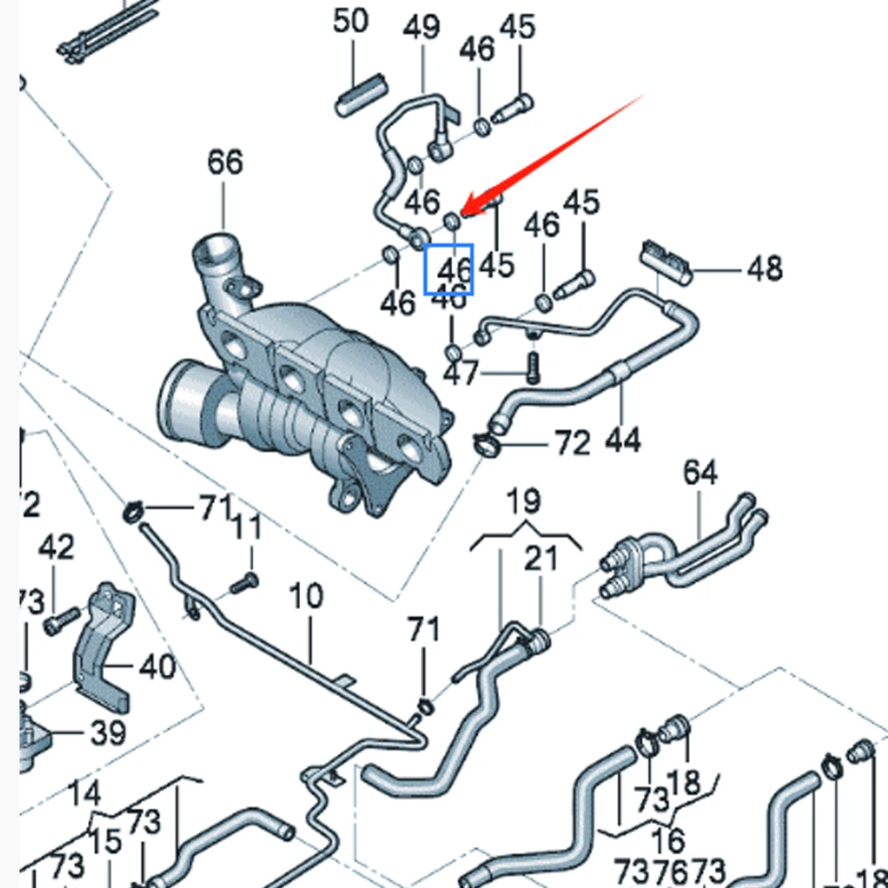 Верхнее и нижнее уплотнительное кольцо для соединения водопроводной трубы Audi A6L