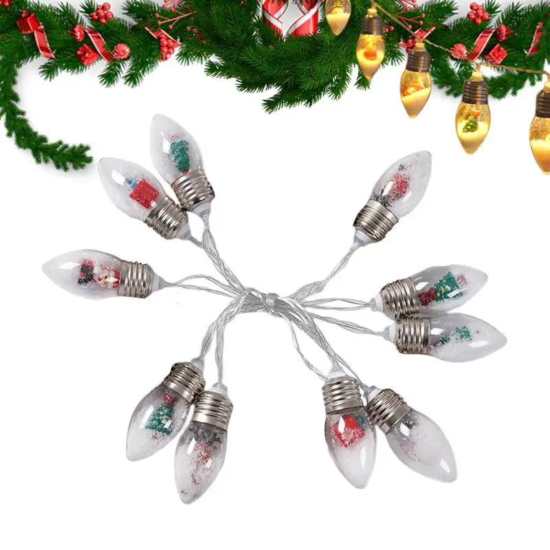 

Christmas Snow Globe String Lights LED Globe Patio Lights With Santa Snowman Room Battery Operated Or USB Mini Decorative Light