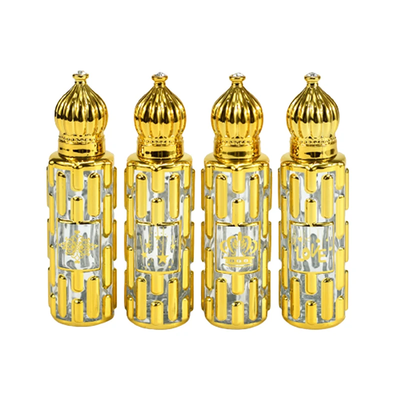 

15ml Luxury Style Golden Refillable Perfume Bottle Glass Roll-on Essential Oil Bottle Empty Cosmetics Sample Container