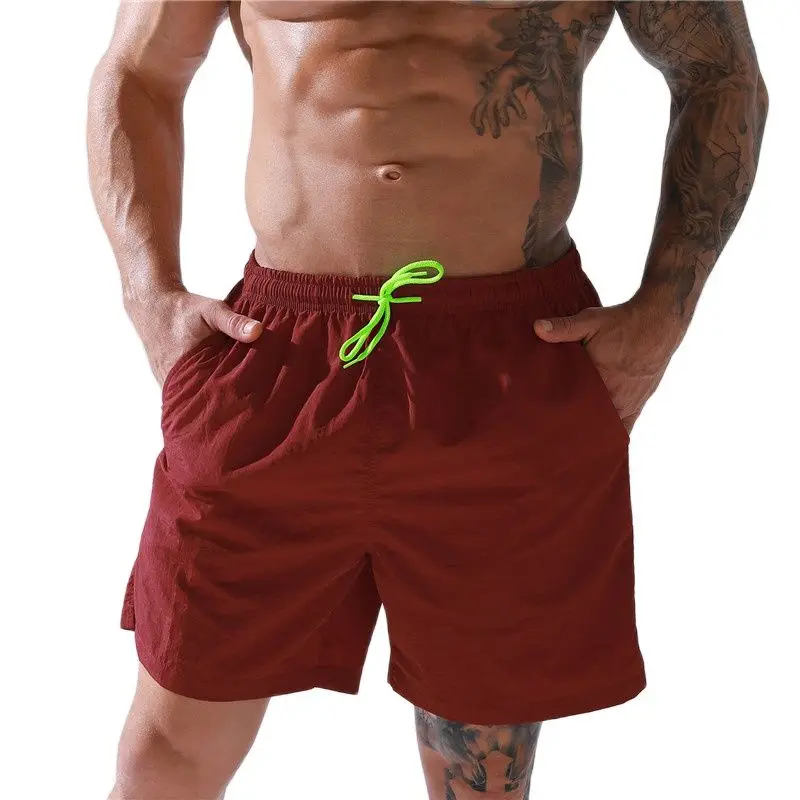

7 inch 2022 Summer Hot Sale Sublimation Casual Solid Drawstring Men Swim Trunks With Mesh Liner Beach Running Sport Shorts