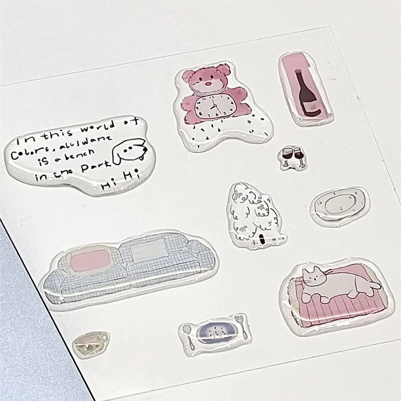 

Милая 3D наклейка с медведем и часами