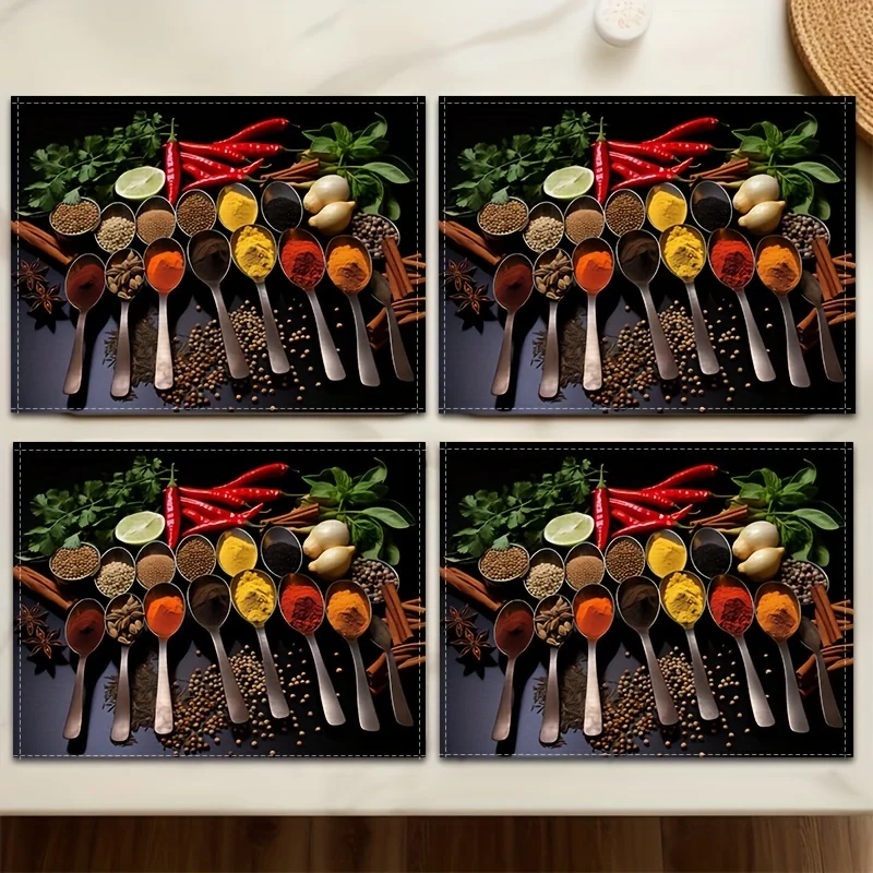 Льняной коврик с пятью зернами и различными узорами столовая посуда для приправ