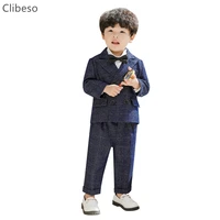 formal flower boys dress suit kids gentleman sets children plaid double breasted blazer pants clothes boys wedding party outfits