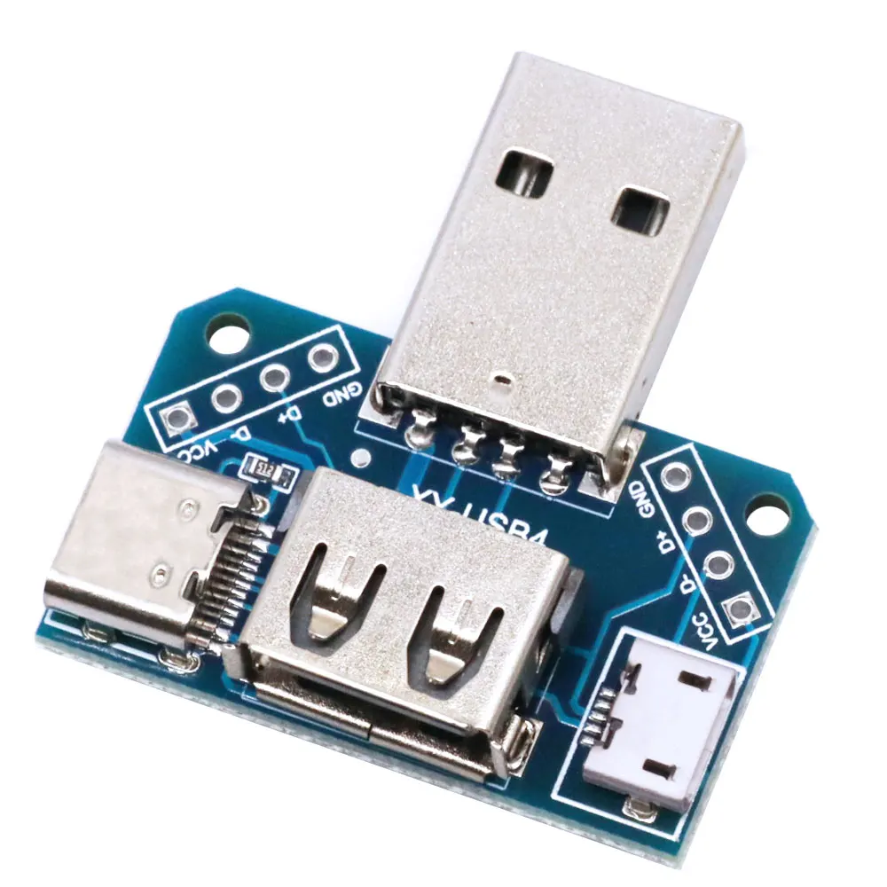 Фото Разъем USB-головки коммутатора с разъемом Type-c Micro USB «мама» 2,54-4P тестовая плата передачи USB-адаптер XY-USB4 №2
