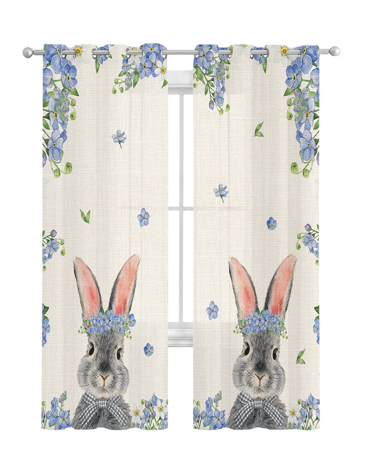 Весенние пасхальные шторы с изображением кролика и диких цветов занавески на