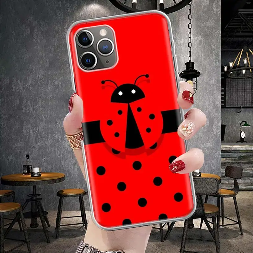 Мягкий чехол для телефона с изображением насекомых семи звезд божьих коровок IPhone