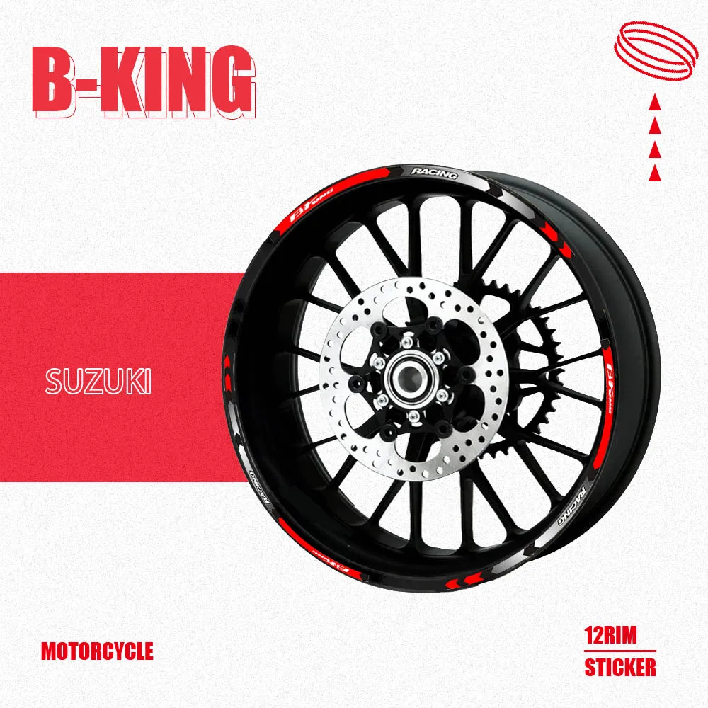 

12 шт., светоотражающие полосы на колеса мотоцикла для SUZUKI B-King 400 600 1300