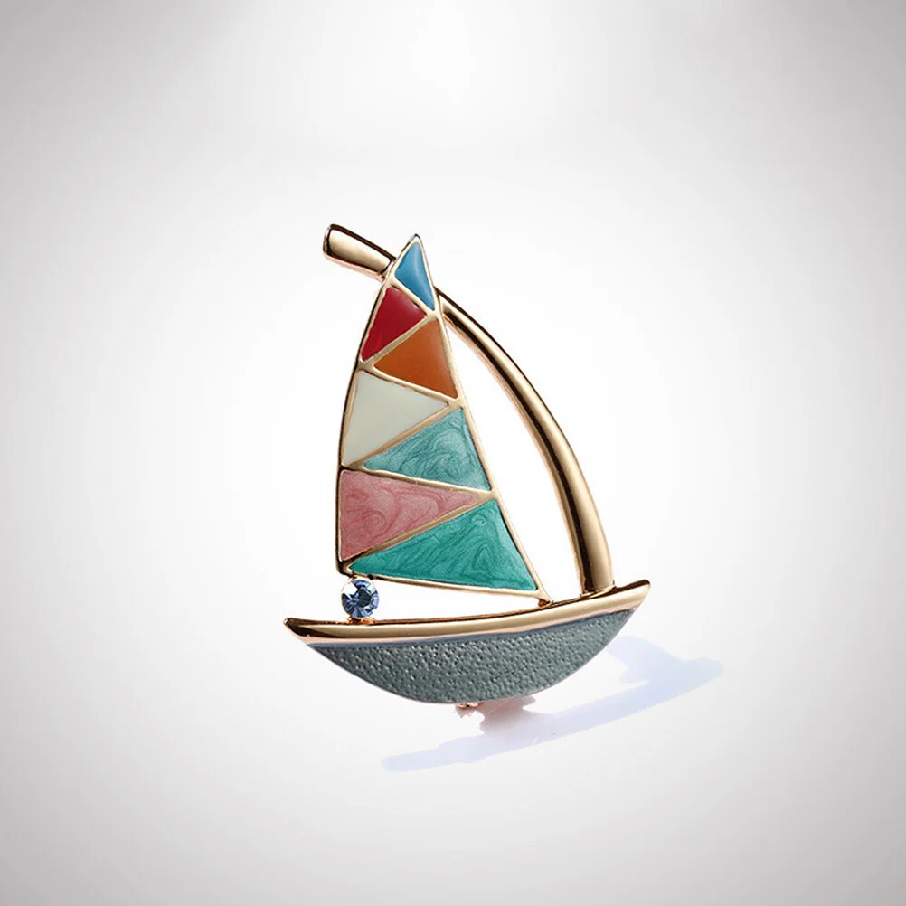 Decorate Costume Props Decoration Sailboat Shape Breastpin Brooch Graduation Gift Simple Style Brooches Rhinestone