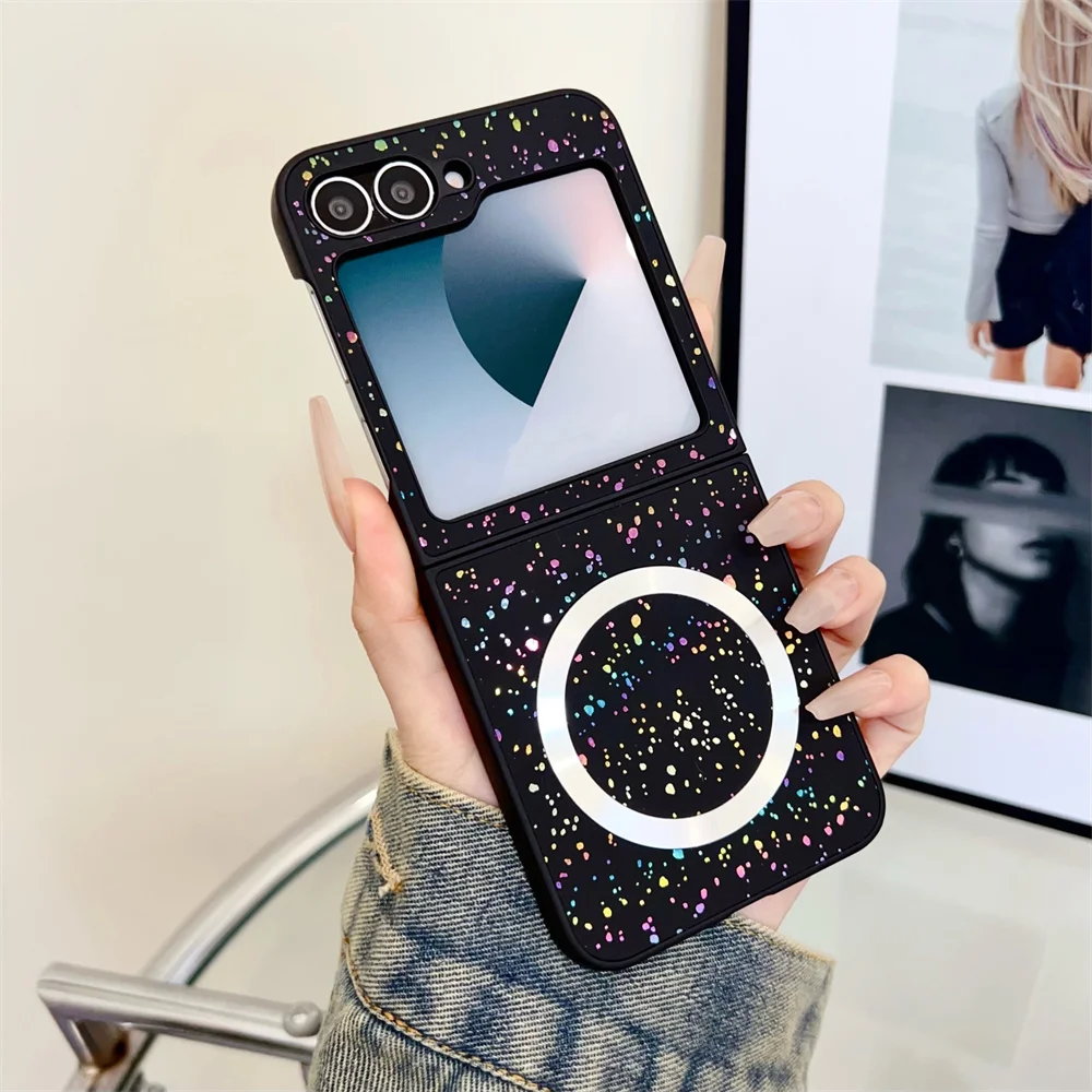 Роскошный красочный лазерный магнитный чехол в горошек для телефона Samsung Z Flip 6 5 4